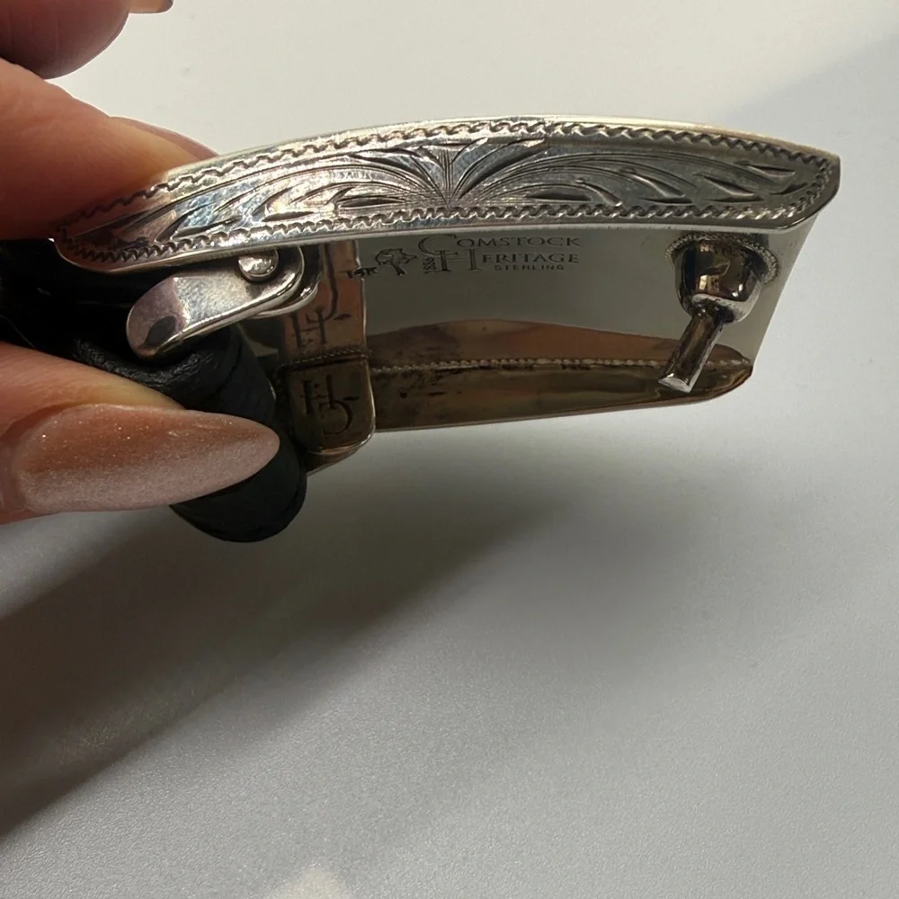 Comstock Heritage Preston B Skier SS Buckle Black Bison Belt Size 42